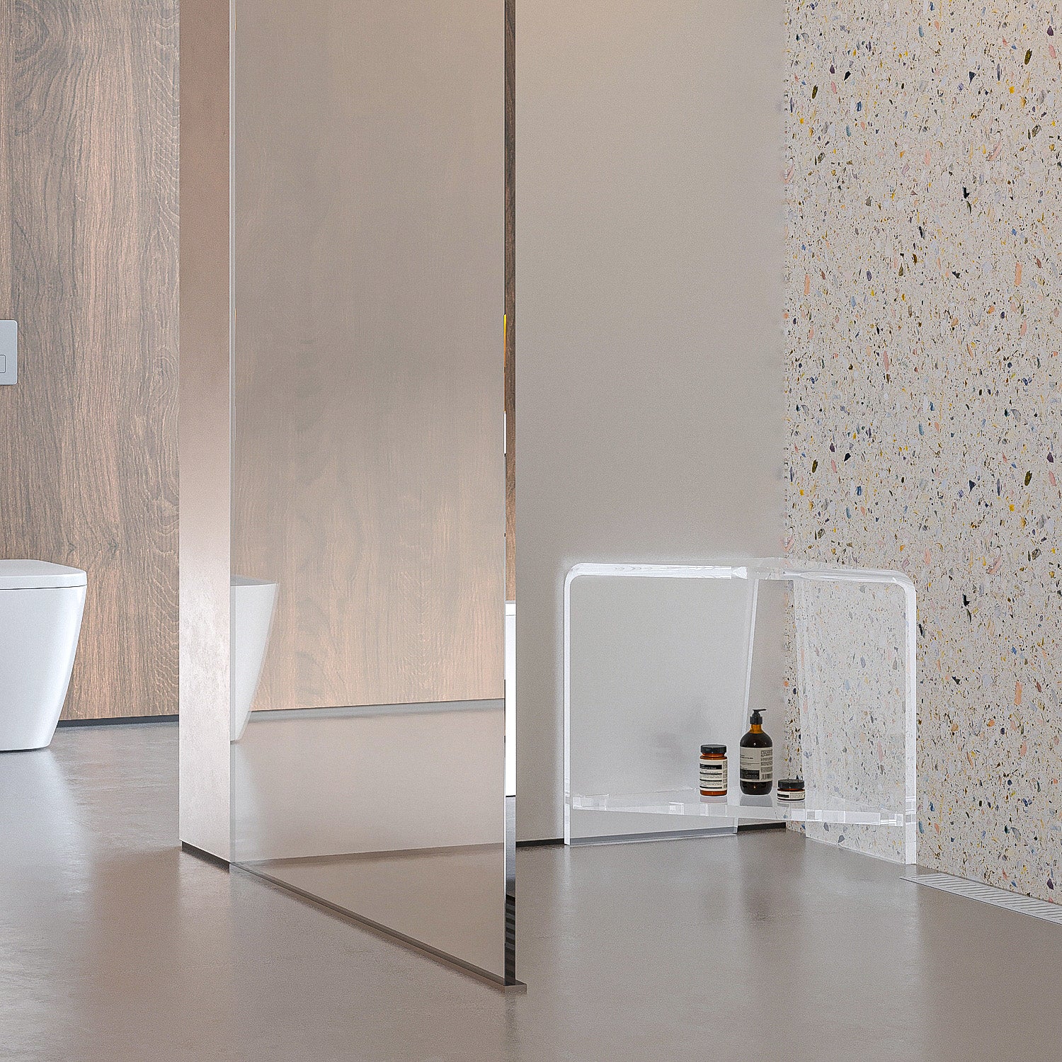 Shower Corner Stool with Shelf